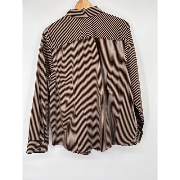 Chicos 3 No-Iron Striped Button-Down Shirt Womens Size XL Cotton Long Sleeve - Picture 6 of 7
